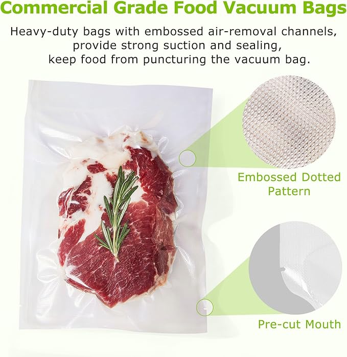 Bonsenkitchen Precut Vacuum Sealer Bags, 50 Pint 6" x 9" Food Sealer Bags, Food Grade, BPA Free, Heavy Duty, Customized Size Vacuum Bags for Vac Storage, Meal Prep or Sous Vide Cooking, VB10-NeatNest