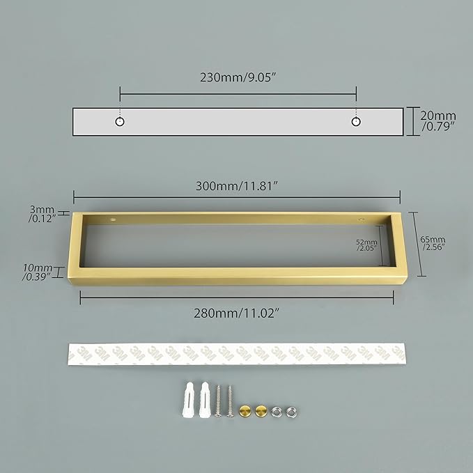 Alise Bathroom Towel Bar, Self Adhesive Hand Towel Holder, Two Usage Methods, 304 Stainless Steel Gold Towel Bar, Wall Mount Bath Towel Rack 12 Inch, GJF030-G