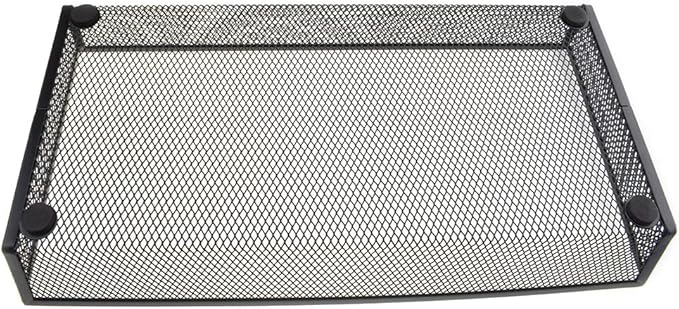 HAHIYO Stackable Mesh Tray Cup 12 x 6 x 2 inches Sturdy Container for Desk Drawer Organizer Collection for Home Office School kitchen Soft Foam Feet No Sharp Edges 1 Pack Black-NeatNest