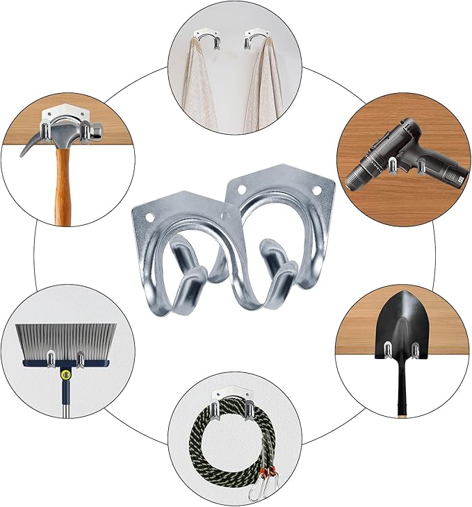 15 Pack Tool Hanger Hooks, Wall Mount Garage Garage Shed Hooks Heavy Duty for Hanging Ladder & Ropes-NeatNest