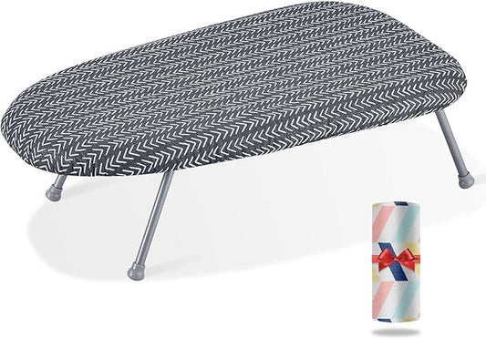 VEVOR Tabletop Ironing Board 23.4 x 14.4, Small Iron Board with Heat Resistant Cover and 100% Cotton Cover, Mini Ironing Board with 7mm Thickened Needle Cotton Layer for Small Spaces, Travel Use