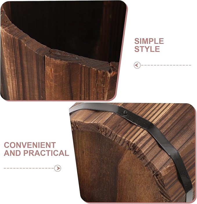 Garneck Wooden Umbrella Holder Vintage Farmhouse Umbrella Stand Rustic Umbrella Bucket Umbrella Rack for Canes Walking Sticks Home Entryway Office