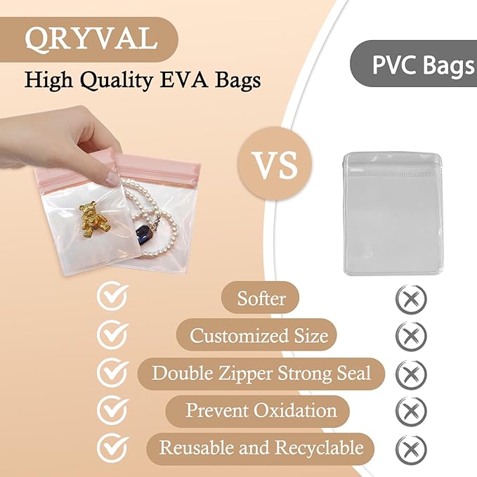 Jewelry Organizer and Storage Box with 24 EVA Anti Tarnish Bags, Travel Acrylic Case for Earrings, Necklaces & Rings, Elegant Gift for Women & Girls (S&Organizer(Clear))-NeatNest