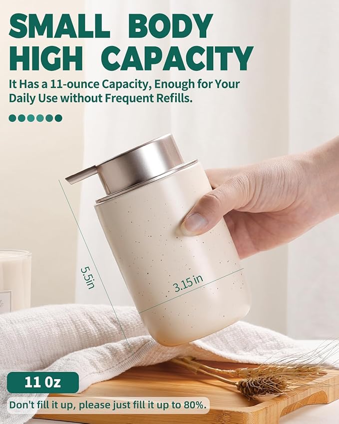 BosilunLife Lotion Pump Dispenser - Aprcot Soap Dispenser Bathroom Ceramic Dish Liquid Soap Dispenser for Kitchen, Bathroom Countertop Soap Dispensers (Apricot, Liquid Pump)-NeatNest