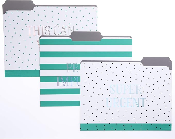 Graphique Green Dots File Folder Set – Each Folder Measures 11.75" x 9.5", Set Includes 9 Folders with 3 Unique Designs, Durable Triple-Scored Coated Cardstock (FIF045)