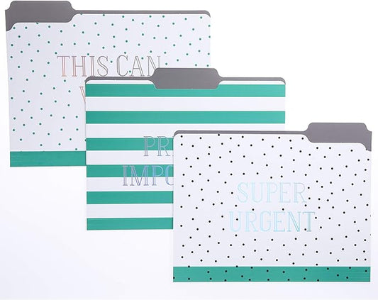 Graphique Green Dots File Folder Set – Each Folder Measures 11.75" x 9.5", Set Includes 9 Folders with 3 Unique Designs, Durable Triple-Scored Coated Cardstock (FIF045)