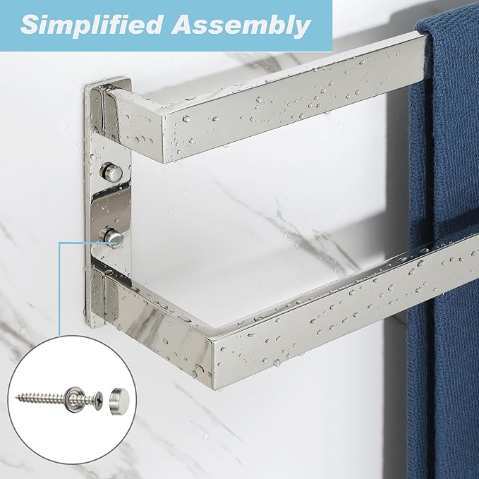 Alise Double Towel Bar 32", SUS304 Stainless Steel Towel Racks for Bathroom Wall Mounted, Space Saving Bathroom Towel Holder, Long Towel Hanger, Polished Chrome