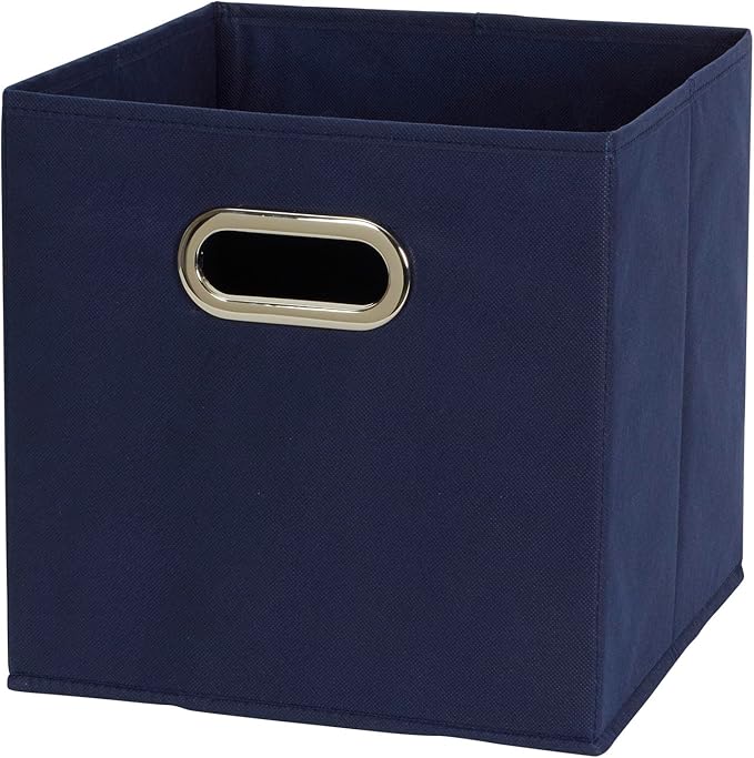 Household Essentials 81-1 Foldable Fabric Storage Bins | Set of 6 Cubby Cubes with Handles | Navy Blue, 6 lbs