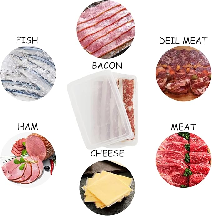 4 Pack-Bacon Keeper, Deli Meat Saver Cheese Cold Cuts Plastic Food Storage Containers with lids for Refrigerators,Lunch Box Christmas Cookie Holder Meal Prep Container (4)
