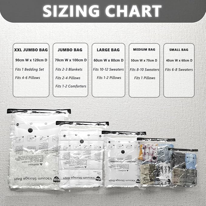 Vacuum Storage Bags 16 Combo, (4 Jumbo, 4 Large, 4 Medium, 4 Small) Space Saver Bags with Travel Hand Pump, Compression Airtight Sealer Bags for Clothes, Pillows, Comforters, Blankets-NeatNest
