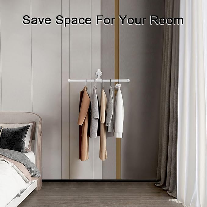 Industrial Pipe Clothes Rack Floating DIY Wall Mounted, Heavy Duty Rustic Vintage Clothing Rod, Metal Garment Bar Space-Saving Hanging for Bedroom, Bathroom and Laundry Room (White)-NeatNest