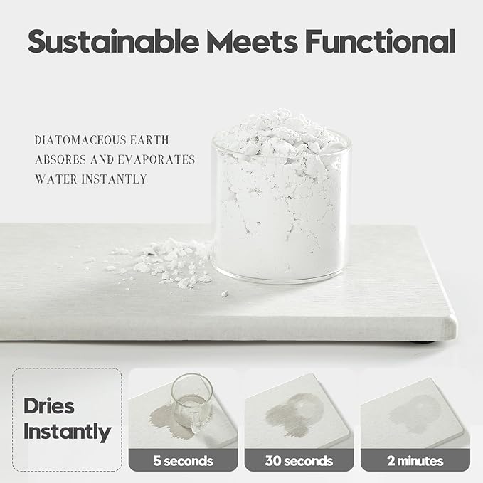 2PCS 10"x 5" Large Bathroom Sink Vanity Trays, Water Absorbing Diatomite Stone Quick Drying Mat for Kitchen Counter, Dish Rack Dispensers Sponge Holder Caddy Organizer, Beige, 10"x 5"-NeatNest