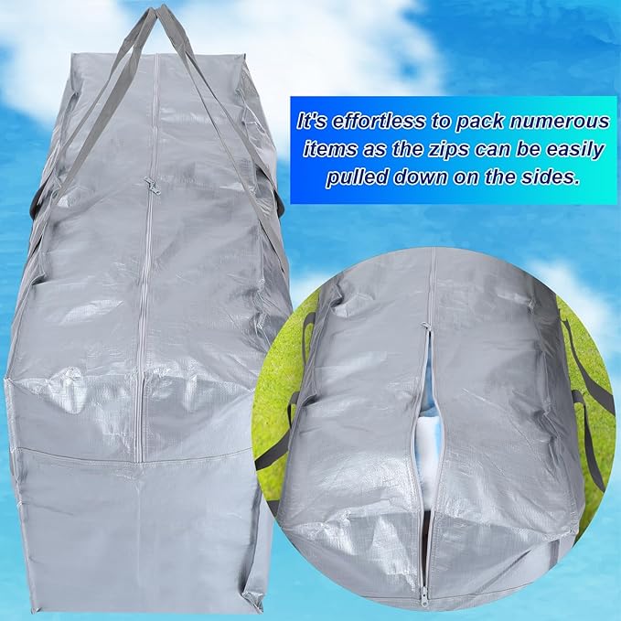 2 Pcs 66 Gallon Extra Large Moving Bags Storage Bags with Zipper and Handles Heavy Duty Duffle Bag Foldable Tote Bag for College Dorm Travel Clothes Blankets Bedding Moving(Silvery)