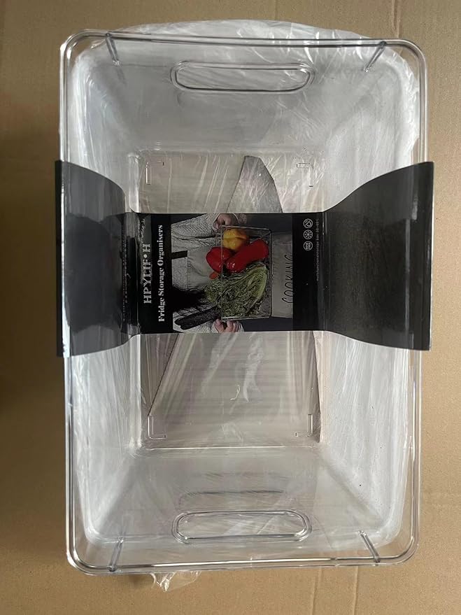 Fridge Organiser Set, Transparent Storage Box Organiser, Stackable, Organiser Boxes for Fridge, Cupboard, Pantry, Snacks, Cans, Kitchen - BPA-Free, 29 x 20 x 15.5 cm
