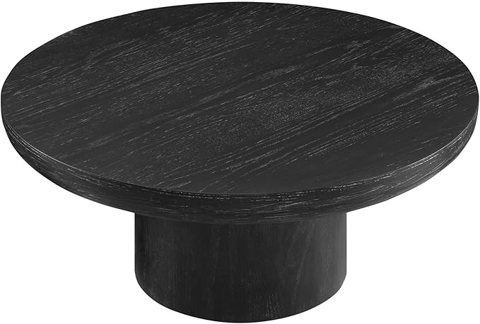 KEVINSPACE Round Coffee Table 36" Wood Coffee Table for Living Room Circle Farmhouse CoffeeTable CenterTable Mid-Century Round WoodCoffeeTable Modern Sofa SideTable Bedroom Home Furniture Black