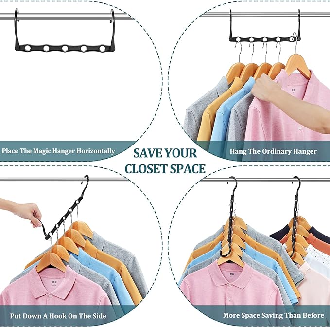 AMKUFO Closet Organizers and Storage 20 Pack Hanger Organizer Magic Hangers Space Saving Hanging Plastic for Heavy Clothes, Dorm Room Bedroom Home RV Car Camper Organization Essentials-NeatNest