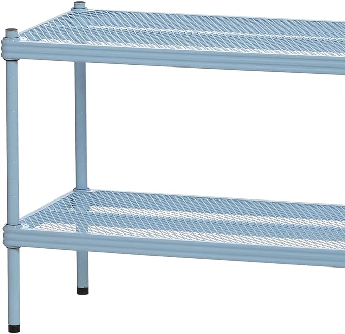 Design Ideas MeshWorks, 2-Tier Steel Shelving Rack, 440lb Capacity Per Shelf, Sky Blue-NeatNest