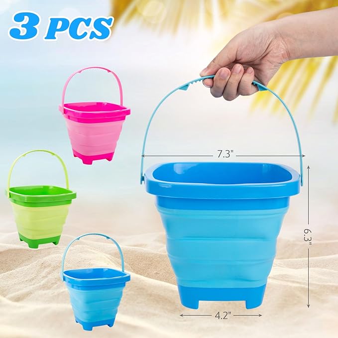 Shindel Collapsible Bucket for Kids, Foldable Pail Bucket for Beach Toys, Summer Toys, Camping Gear, Beach Party, Fishing, and Fun Summer Activities-NeatNest