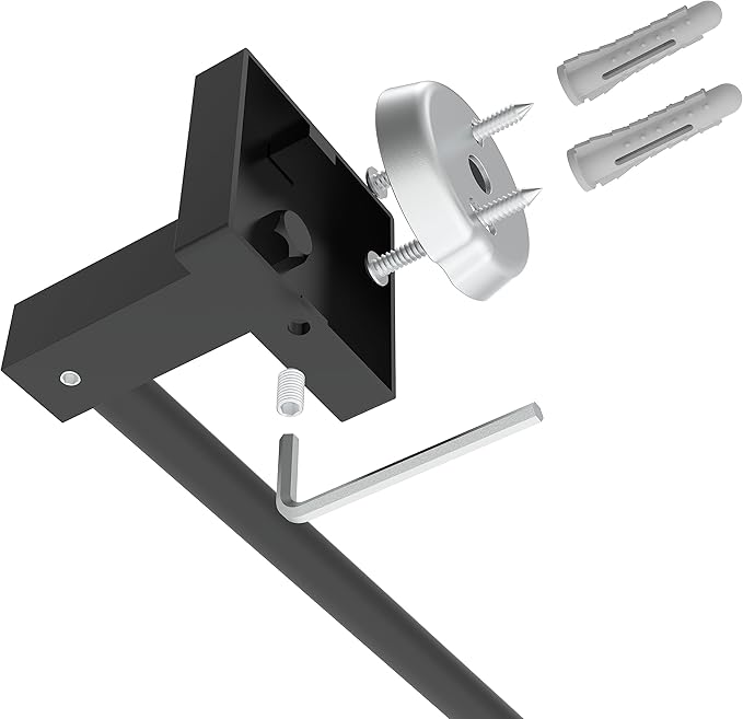 Ruacq Matte Black 21 Inch Single Towel Bar Square Bath Towel Holders Bathroom Towel Rack SUS304 Stainless Steel Modern Wall Mounted Total Length 24 Inch
