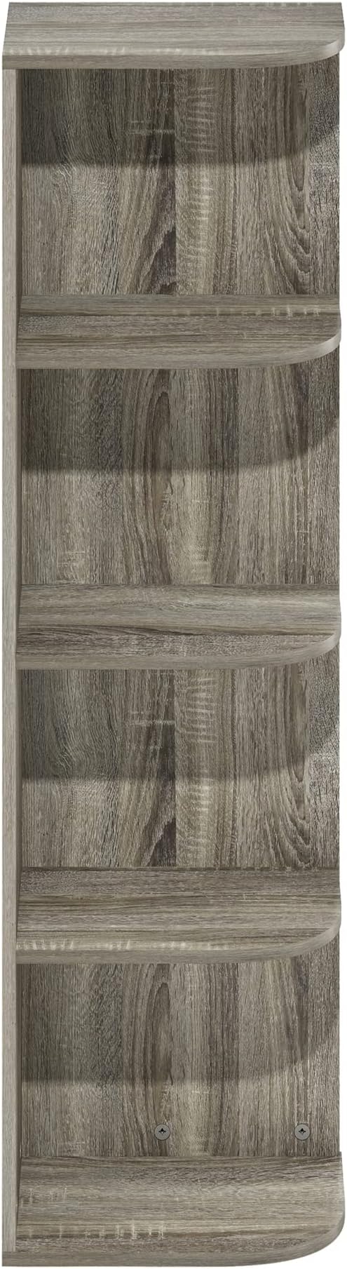 Furinno Pasir 4-Tier Corner Open Shelf Bookcase, French Oak-NeatNest