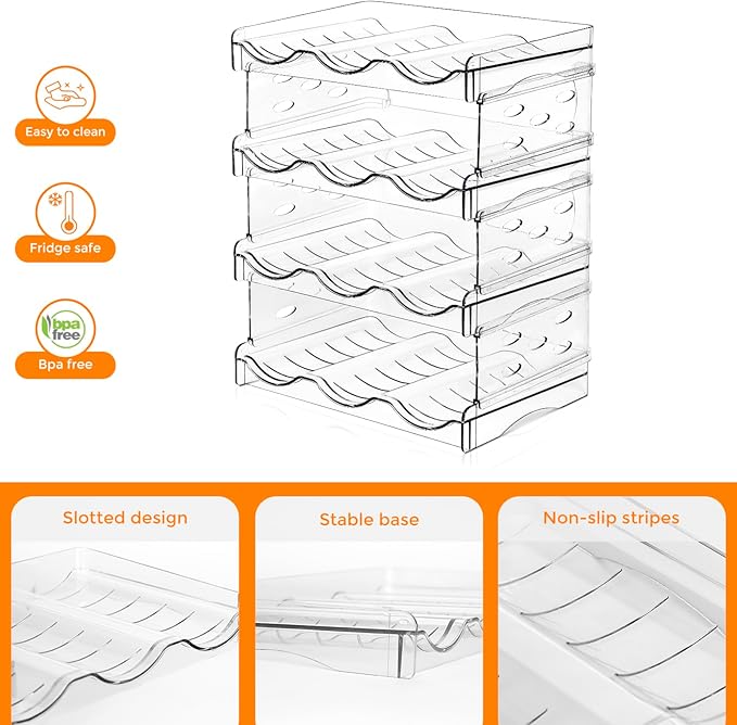 BoxedHome Plastic Water Bottle Organizer and Wine Rack Storage Holder for Inside Cabinet, Kitchen Countertop, Table Top, Pantry, Bars, Cabinets, Fridge - Clear (4 Tier 12 Containers)-NeatNest