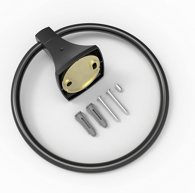 Hand Towel Holder for Bathroom Kitchen Matte Black Towel Ring Towel Hanger Stainless Steel and Zinc Alloy Wall Mount