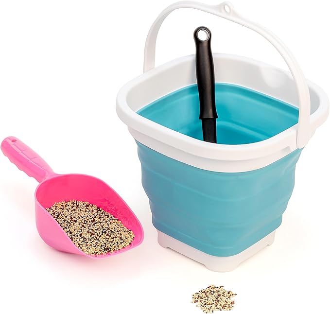 SAMMART 2.6L (0.68 Gallon) Super Mini Sqare Collapsible Plastic Bucket - Foldable Square Tub - Portable Fishing Water Pail - Space Saving Outdoor Waterpot (1, Bright Blue)-NeatNest
