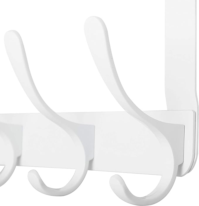 WEBI Over The Door Hook 5 Coat Hooks,Over The Door Towel Rack,Door Hanger Coat Rack Towel Hanger for Hanging Coats,Clothes,Back of Bathroom,White