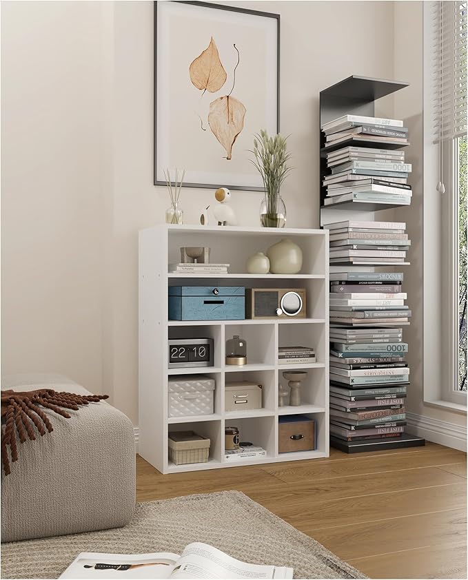 HAIOOU Shoe Cubby, 9-Cube Stackable Wood Shoe Rack Organizer 5-Tier Freestanding Wooden Shoe Stand with 2 Storage Shelf for 10-15 Pairs, Ideal for Apartment, Entryway, Closet Organization - White-NeatNest