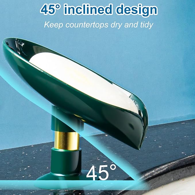 2 Pack Soap Holder, Self Draining Soap Dish Holder, Not Punched Easy Clean Bar Soap Holder, with Suction Cup Soap Dish Suitable for Shower, Bathroom, Kitchen Sink (Dark + Light Green)-NeatNest