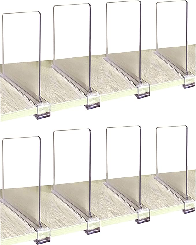 CY craft Shelf Dividers for Closets, 8PCS Clear Acrylic Shelf Divider for Wood Shelves and Clothes Organizer/Purses Separators Perfect for Kitchen Cabinets and Bedroom Organizer-NeatNest
