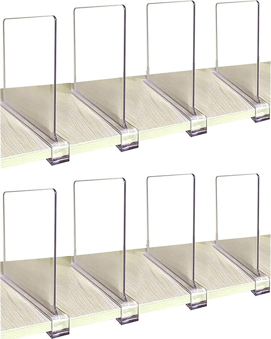 CY craft Shelf Dividers for Closets, 8PCS Clear Acrylic Shelf Divider for Wood Shelves and Clothes Organizer/Purses Separators Perfect for Kitchen Cabinets and Bedroom Organizer-NeatNest