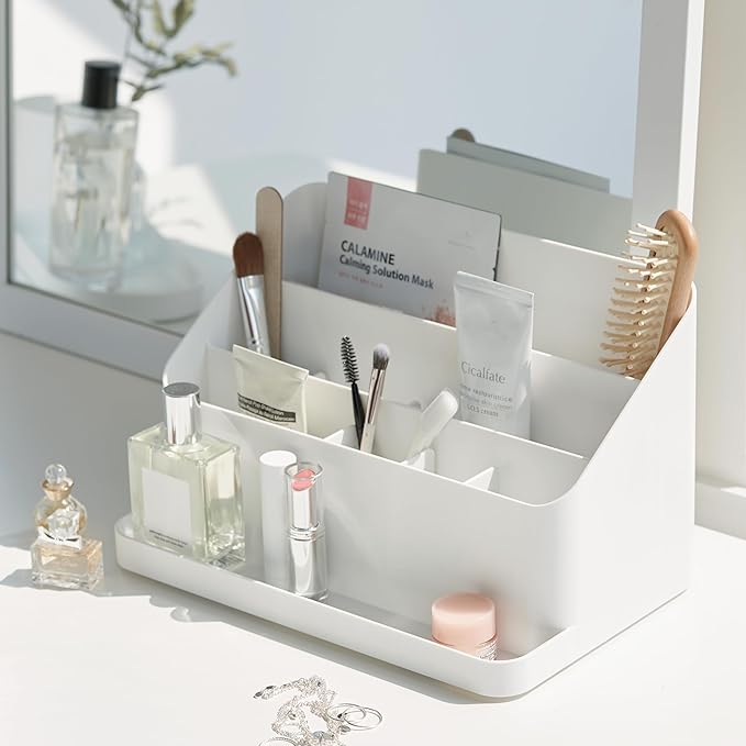 BLUE GINKGO Desk Organizer – Korean-Made Office Storage for Pens, Notes, Mail, and Supplies (White)-NeatNest