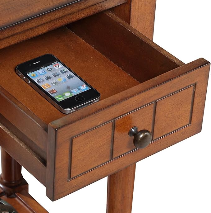 Convenience Concepts French Country Khloe 1 Drawer Accent End Table 14" - Traditional Farmhouse Side Table with Storage Drawer and Shelf for Living Room, Walnut-NeatNest
