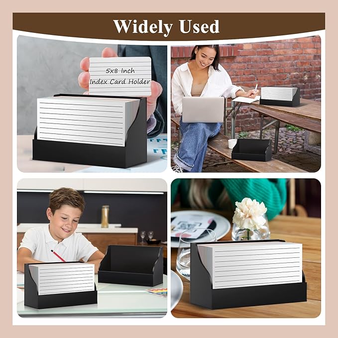 5X8 Index Card Holder Acrylic Black Note Card Holder Index Card Stand Note Card Organizer Box Flash Card Organizer Postcard Display Rack Business Card Storage For School Library(No Card)