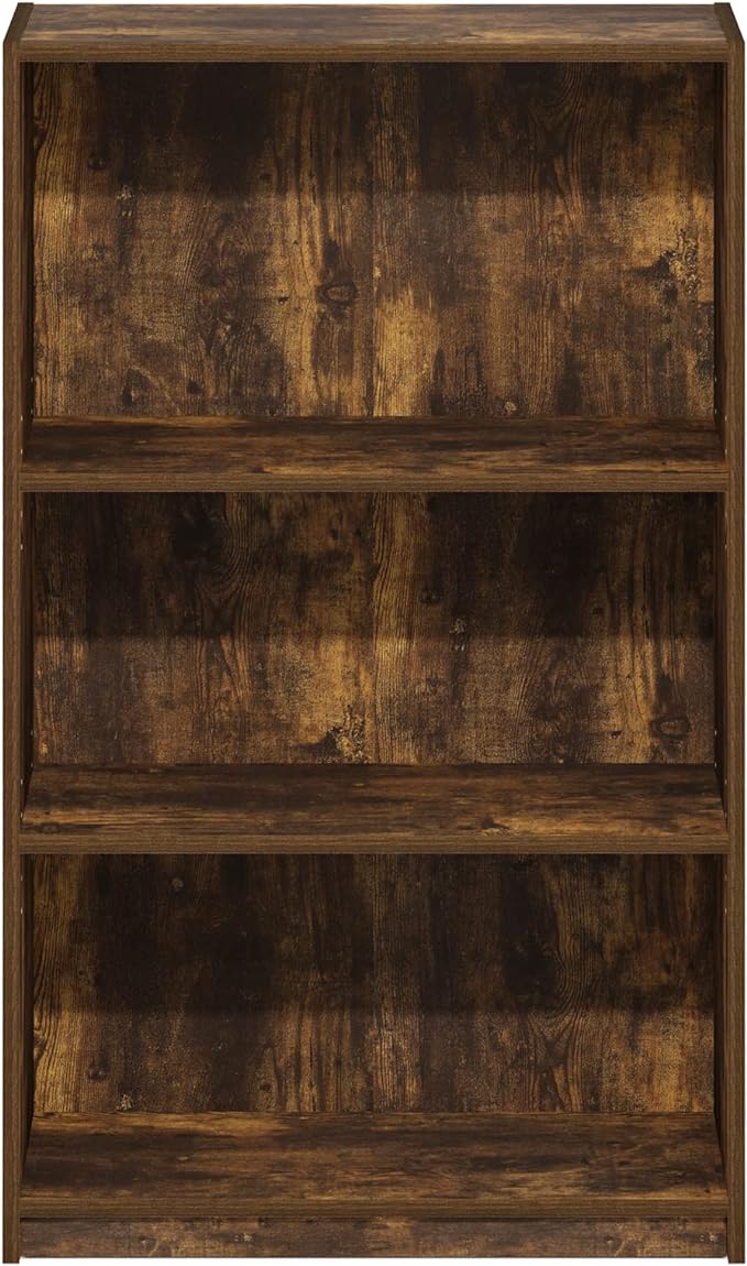 Furinno Jaya Simply Home Adjustable Shelf Bookcase, 3-Tier, Amber Pine