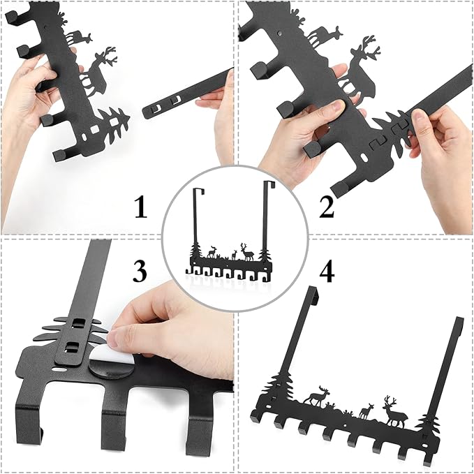 2 Pack Over Door Clothes Hanger Shower Room Over Door Hooks Black 8 Hooks