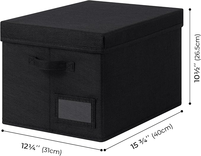 GRANNY SAYS Storage Bins with Lids, Linen Storage Bins, Storage Bin for Shelves, Decorative Storage Boxes, Clothes Storage and Organization for Organizing, 3-Pack, Jumbo, Black-NeatNest
