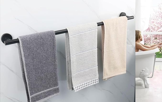 28 Inch Towel Bar for Bathroom 9/12/16/24/28/33 Inch Kitchen Hand Towel Holder Matted Black SUS304 Stainless Steel RUSTPROOF Wall Mount Towel Rod (1, Matted Black, 28 Inch)