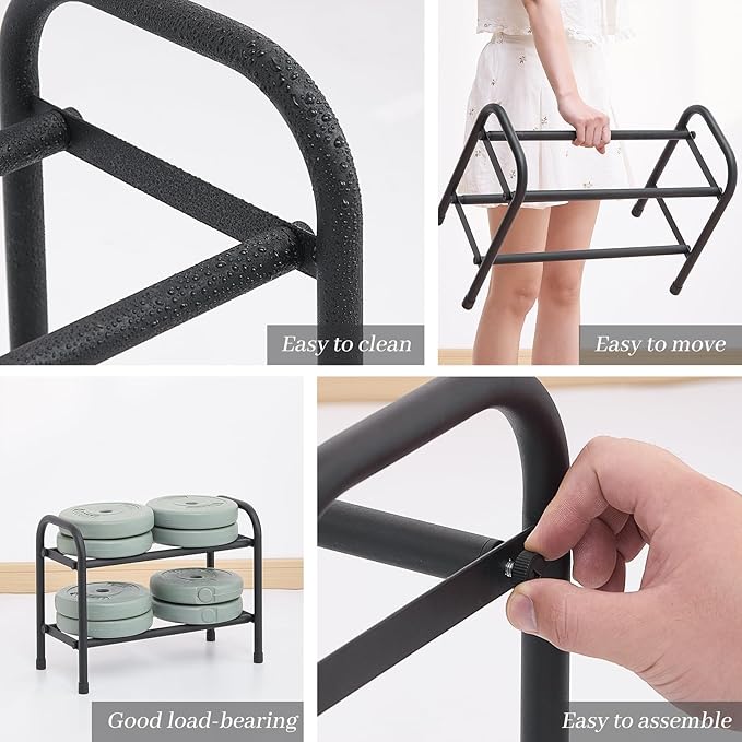 Expandable Shoe Rack, Adjustable Shoes Organizer Metal, Space-Saving Storage Shelf for Closet, Entryway, Front Door & Hallway,Sturdy and Easy Assembly (Black, 2-Tier)
