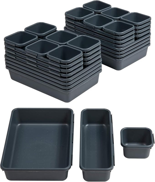 BYCY 32 PCS Desk Drawer Organizers - Interlocking Tool Boxes with 3 Sizes, Office, Bathroom, Kitchen, Makeup-NeatNest