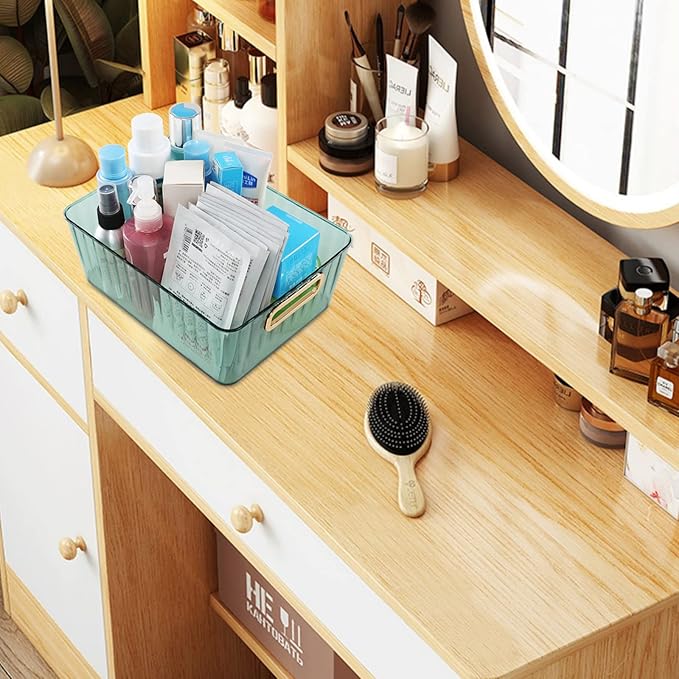 Clear Pantry Storage Organizer Bins, Green, 6 Packs-NeatNest