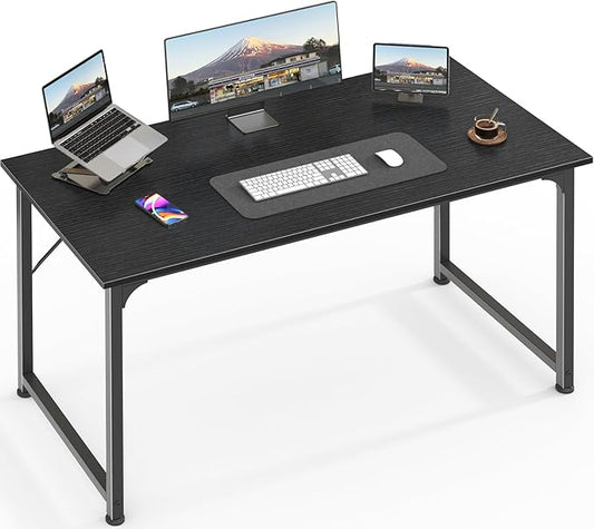 Huuger Modern Simple Office Desk, 40 Inch Gaming Desk with Storage, Black Metal Frame, Large Legroom-NeatNest