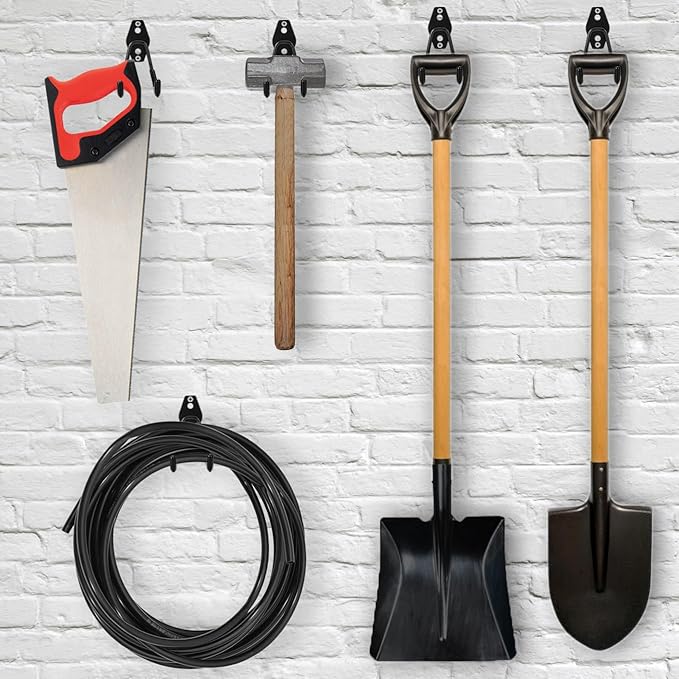 18 Pack Garage Hooks Heavy Duty - Supports 100 lbs, Utility Steel Garage Hanger & Organizer for Organizing Garden Lawn Tools, Ladders, Garden Hose, Digging Shovel, Bikes, Ropes-NeatNest