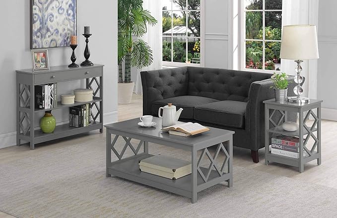 Convenience Concepts Diamond 1 Drawer Console Table, Gray-NeatNest