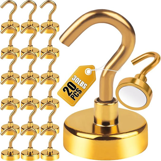 DIYMAG Magnetic Hooks, 30Lbs Strong Heavy Duty Cruise Magnet S-Hooks for Classroom, Fridge, Hanging, Cabins, Grill, Kitchen, Garage, Workplace and Office etc, (20 Pack-Yellow)-NeatNest