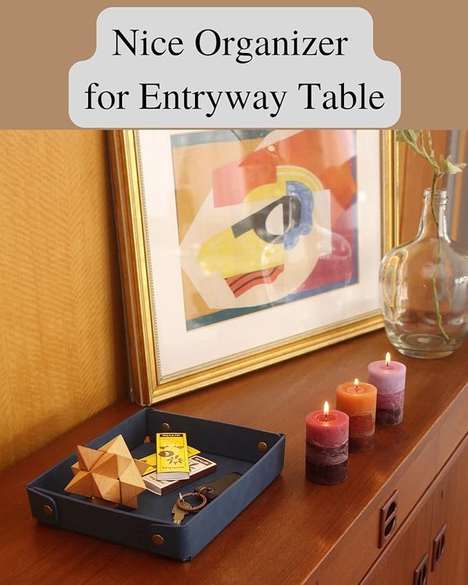 CASIRENA Father's Day Gifts Faux Leather Valet Tray Organizer for Men - Catch-All Tray for Entryway Table Key, Wallet, Watch, Coin Change, Phone, Dresser EDC Dump Jewelry, Bedside Nightstand Desk-top-NeatNest