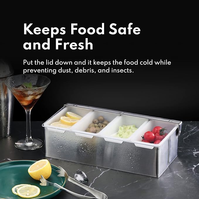 New Star Foodservice | Multi-Compartment Restaurant-Grade Condiment Dispensers (Silver, 3 Compartments)-NeatNest