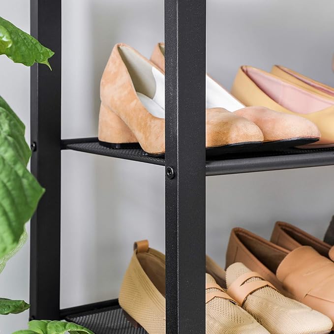 VASAGLE INDESTIC Shoe Rack, Shoe Organizer for Closet with 4 Mesh Shelves and Large Top for Bags, Entryway Hallway Shoe Shelf, Steel Frame, Industrial, Hazelnut Brown and Black ULBS015B03-NeatNest