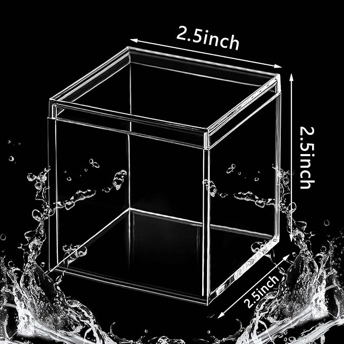 Blulu 8 Pieces Clear Acrylic Plastic Jewelry Box Mini Storage Box Mini Cube Containers with Lids for Candy Pill and Tiny Jewelry(Square,2.6 x 2.6 x 2.6 Inch)-NeatNest